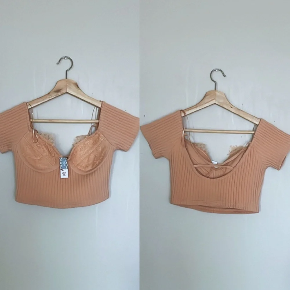 Tan Ribbed Two-Piece Set - Picture 2 of 3